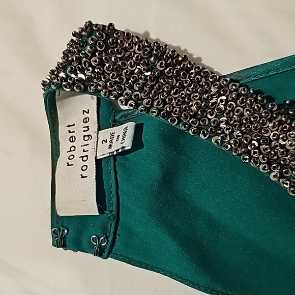 Robert Rodriguez Green Silk Beaded Top 2 - Picture 3 of 12